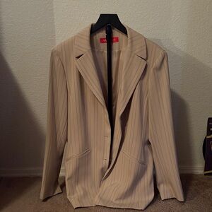 Anne Klein Beige Pinstripe Blazer